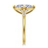 Charli - 14K Yellow Gold Bezel Prong Oval Three Stone Diamond Engagement Ring - 0.09 ct