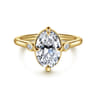Charli - 14K Yellow Gold Bezel Prong Oval Three Stone Diamond Engagement Ring - 0.1 ct