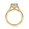 Charli - 14K Yellow Gold Bezel Prong Oval Three Stone Diamond Engagement Ring - 0.1 ct