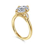 Charli - 14K Yellow Gold Bezel Prong Oval Three Stone Diamond Engagement Ring - 0.1 ct