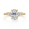 Sima - 14K Yellow Gold Oval Three Stone Diamond Engagement Ring - 0.3 ct