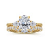 Sima - 14K Yellow Gold Oval Three Stone Diamond Engagement Ring - 0.3 ct