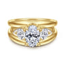 Danni - 14K Yellow Gold Oval Three Stone Diamond Engagement Ring - 0.75 ct