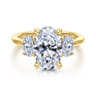 Charisa - 14K Yellow Gold Oval Three Stone Diamond Engagement Ring - 0.83 ct