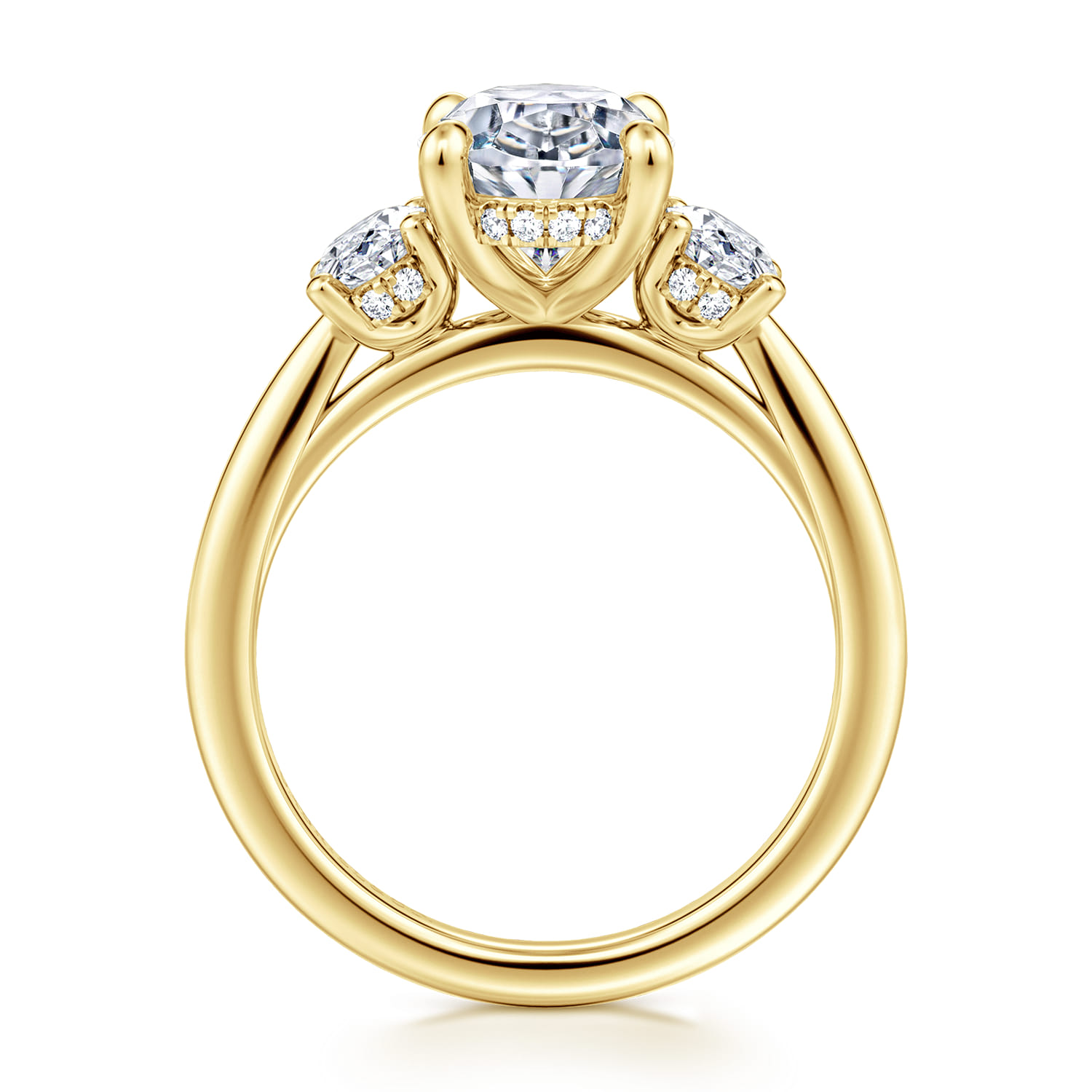 Charisa - 14K Yellow Gold Oval Three Stone Diamond Engagement Ring - 0.83 ct - Shot 2