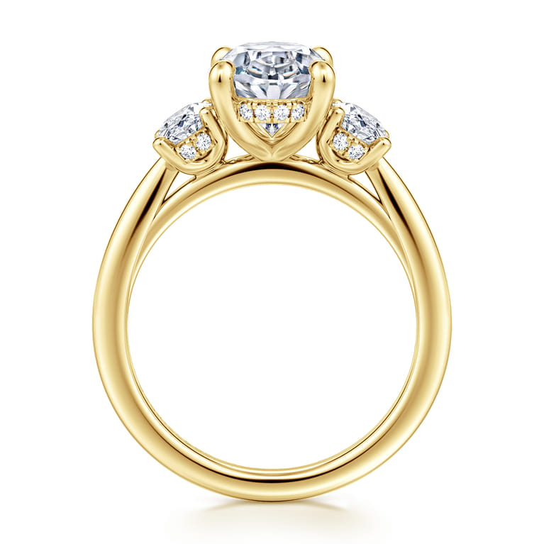 Charisa - 14K Yellow Gold Oval Three Stone Diamond Engagement Ring - 0.83 ct - Shot 2