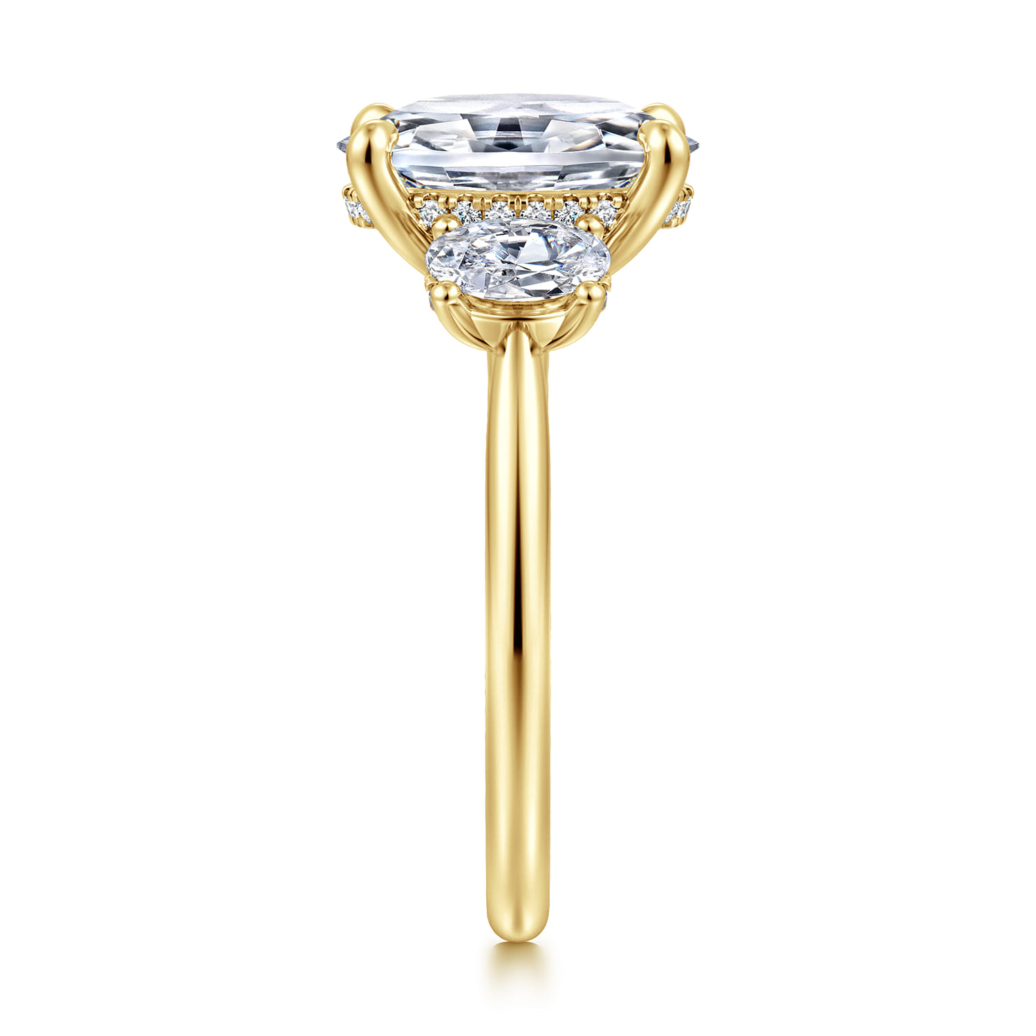 Charisa - 14K Yellow Gold Oval Three Stone Diamond Engagement Ring - 0.83 ct - Shot 4