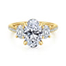 Camra - 14K Yellow Gold Oval Three Stone Diamond Engagement Ring - 0.9 ct