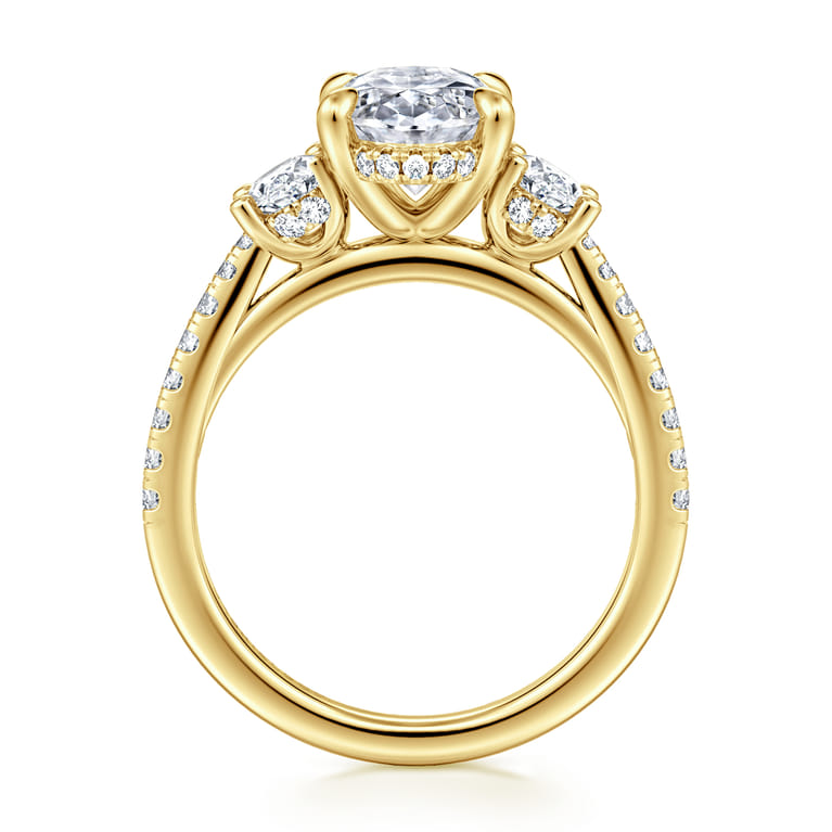 Camra - 14K Yellow Gold Oval Three Stone Diamond Engagement Ring - 0.9 ct - Shot 2