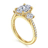 Camra - 14K Yellow Gold Oval Three Stone Diamond Engagement Ring - 0.9 ct