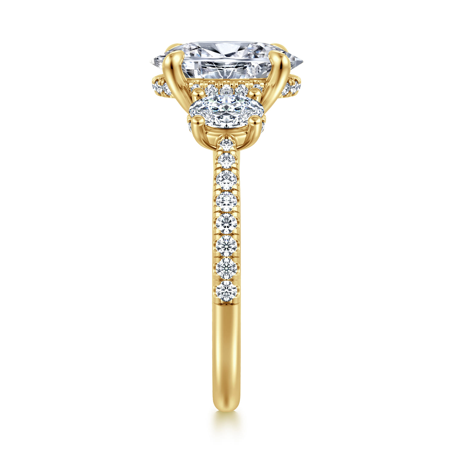 Camra - 14K Yellow Gold Oval Three Stone Diamond Engagement Ring - 0.9 ct - Shot 4