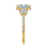 Camra - 14K Yellow Gold Oval Three Stone Diamond Engagement Ring - 0.9 ct