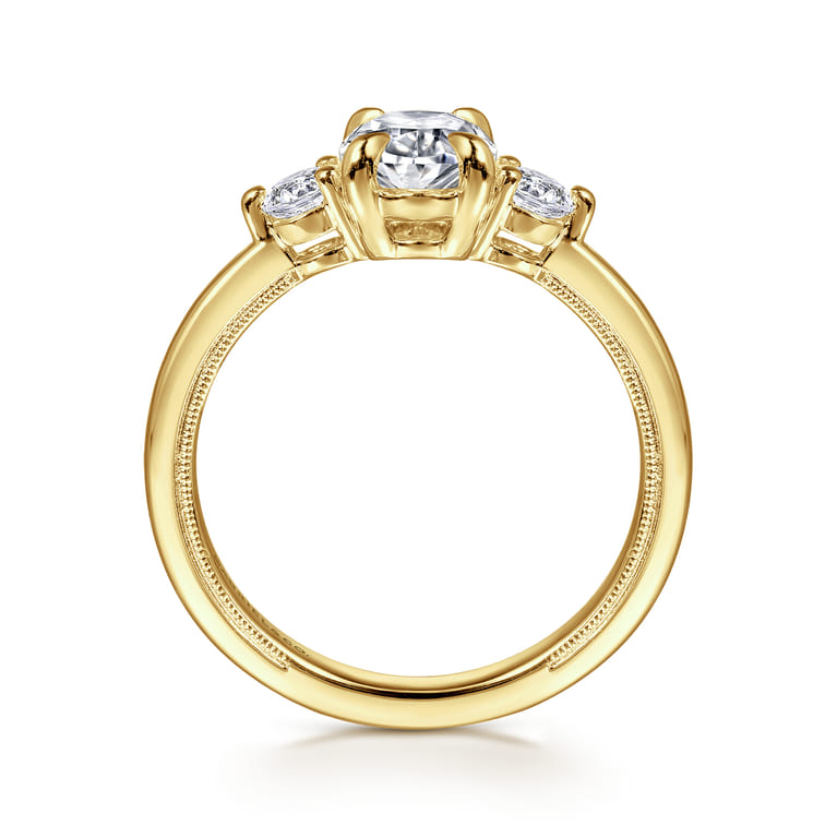 Georgia - 14K Yellow Gold Oval Three Stone Diamond Engagement Ring - 0.3 ct - Shot 2