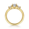 Georgia - 14K Yellow Gold Oval Three Stone Diamond Engagement Ring - 0.3 ct