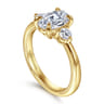 Georgia - 14K Yellow Gold Oval Three Stone Diamond Engagement Ring - 0.3 ct