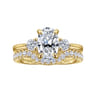 Georgia - 14K Yellow Gold Oval Three Stone Diamond Engagement Ring - 0.3 ct