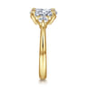 Georgia - 14K Yellow Gold Oval Three Stone Diamond Engagement Ring - 0.3 ct