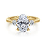 Georgia - 14K Yellow Gold Oval Three Stone Diamond Engagement Ring - 0.3 ct