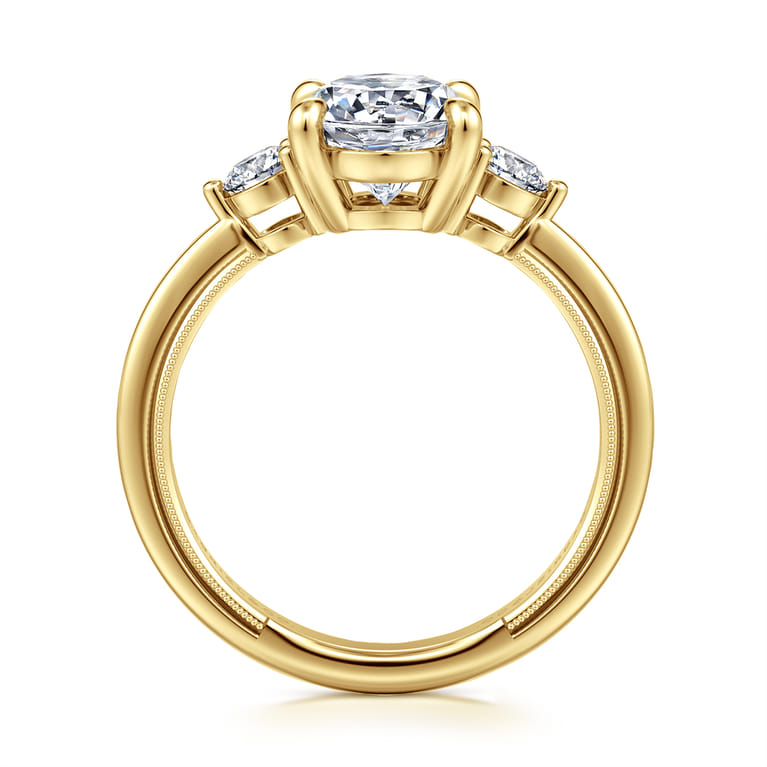 Georgia - 14K Yellow Gold Oval Three Stone Diamond Engagement Ring - 0.3 ct - Shot 2