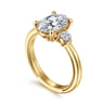 Georgia - 14K Yellow Gold Oval Three Stone Diamond Engagement Ring - 0.3 ct