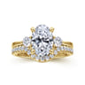 Georgia - 14K Yellow Gold Oval Three Stone Diamond Engagement Ring - 0.3 ct
