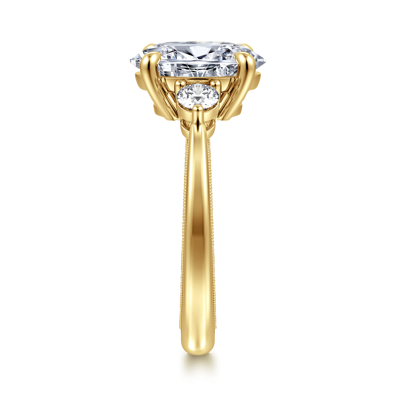 Georgia - 14K Yellow Gold Oval Three Stone Diamond Engagement Ring - 0.3 ct - Shot 5