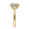 Georgia - 14K Yellow Gold Oval Three Stone Diamond Engagement Ring - 0.3 ct