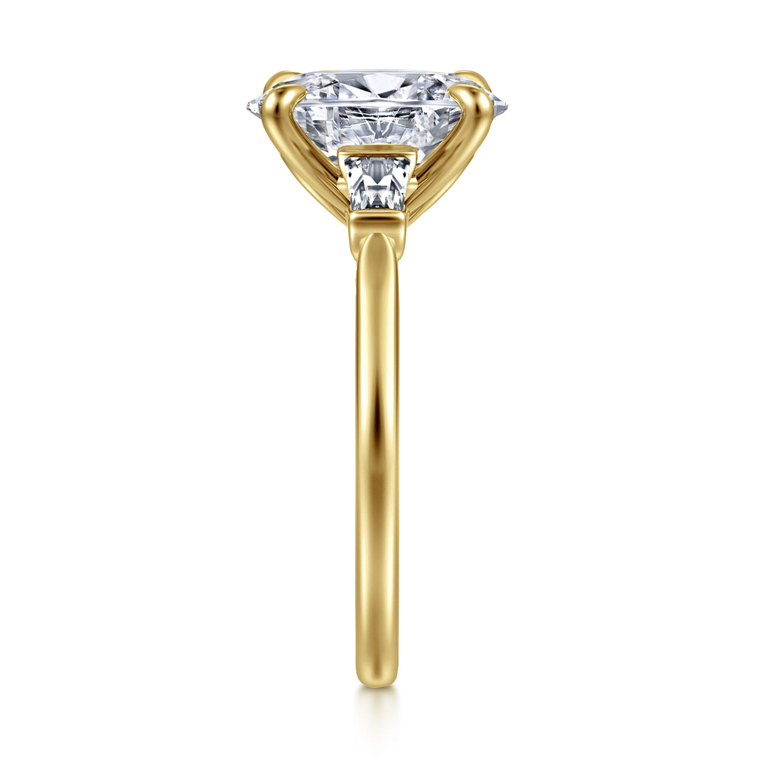 Miami - 14K Yellow Gold Oval Three Stone Lotus Diamond Engagement Ring - 0.3 ct - Shot 5