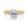 Monty - 14K Yellow Gold Oval Three Stone Lotus Diamond Engagement Ring - 0.35 ct