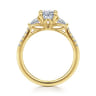 Monty - 14K Yellow Gold Oval Three Stone Lotus Diamond Engagement Ring - 0.35 ct