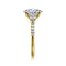 Moon - 14K Yellow Gold Oval Three Stone Lotus Diamond Engagement Ring - 0.45 ct
