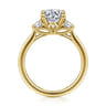 Nigela - 14K Yellow Gold Oval Three Stone Lotus Diamond Engagement Ring - 0.4 ct