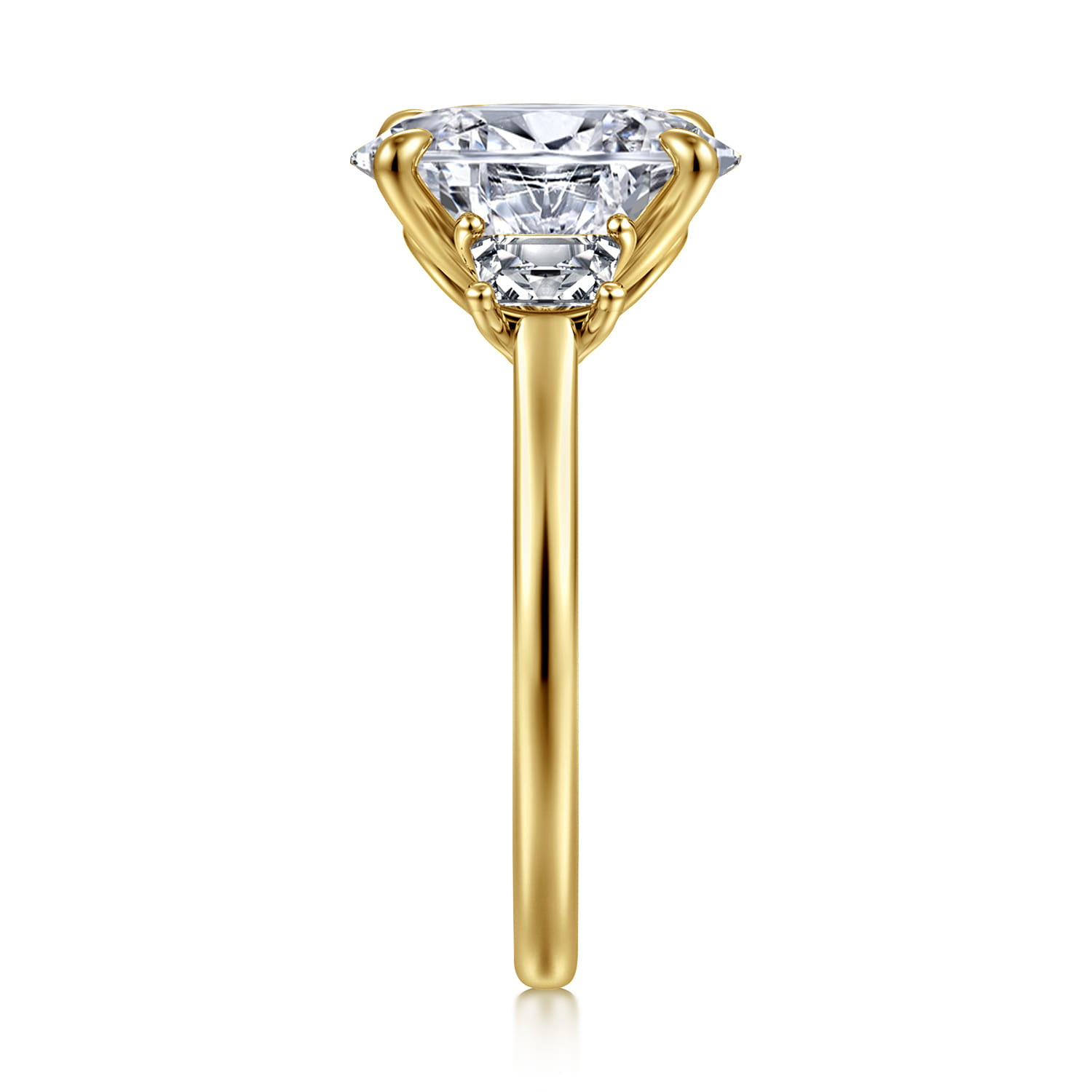 Nigela - 14K Yellow Gold Oval Three Stone Lotus Diamond Engagement Ring - 0.4 ct - Shot 5