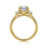Dee - 14K Yellow Gold Oval Three Stone Lotus Diamond Engagement Ring - 0.6 ct