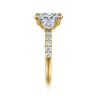 Dee - 14K Yellow Gold Oval Three Stone Lotus Diamond Engagement Ring - 0.6 ct