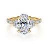 Dee - 14K Yellow Gold Oval Three Stone Lotus Diamond Engagement Ring - 0.6 ct