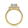 Dee - 14K Yellow Gold Oval Three Stone Lotus Diamond Engagement Ring - 0.6 ct