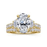Dee - 14K Yellow Gold Oval Three Stone Lotus Diamond Engagement Ring - 0.6 ct