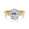 Devon - 14K Yellow Gold Oval Three Stone Lotus Diamond Engagement Ring - 0.4 ct
