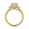 Devon - 14K Yellow Gold Oval Three Stone Lotus Diamond Engagement Ring - 0.4 ct