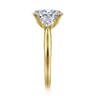 Devon - 14K Yellow Gold Oval Three Stone Lotus Diamond Engagement Ring - 0.4 ct