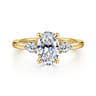 Adalia - 14K Yellow Gold Oval Three Stone Diamond Engagement Ring - 0.3 ct