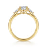Adalia - 14K Yellow Gold Oval Three Stone Diamond Engagement Ring - 0.3 ct