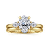 Adalia - 14K Yellow Gold Oval Three Stone Diamond Engagement Ring - 0.3 ct