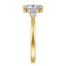 Adalia - 14K Yellow Gold Oval Three Stone Diamond Engagement Ring - 0.3 ct