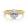 Alesandra - 14K Yellow Gold Half Bezel Oval Three Stone Diamond Engagement Ring - 0.3 ct