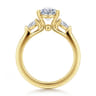 Alesandra - 14K Yellow Gold Half Bezel Oval Three Stone Diamond Engagement Ring - 0.3 ct