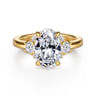Mattie - 14K Yellow Gold Oval Lotus Diamond Engagement Ring - 0.5 ct