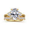 Mattie - 14K Yellow Gold Oval Lotus Diamond Engagement Ring - 0.5 ct