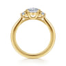Colleen - 14K Yellow Gold Half Bezel Oval Three Stone Diamond Engagement Ring - 0.3 ct